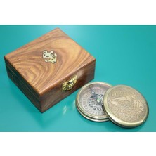 Costurera Ahşap Kutulu Pirinç Pusula