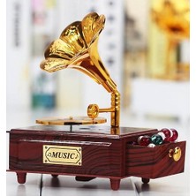 Costurera Nostaljik Gramafon Hareketli Müzik Kutusu Çekmeceli N-28AL5