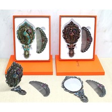 Costurera Tavuskuşu Katlanabilir Ayna ve Tarak Seti Orta Boy