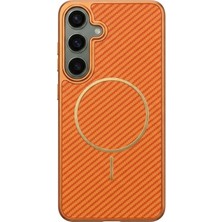 Samsung Galaxy S24 Fe Uyumlu Kılıf Zebana Vionix M-Safe Silikon Kılıf Turuncu