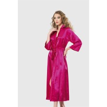 Aria's Closet Vişne Uzun Saten Sabahlık