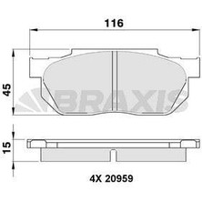 Braxis On Fren Balatası Honda Cıvıc 88-91 Crx 89-92 Accord 83-85 Prelude 86-
