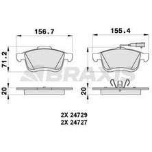 Braxis On Fren Balatası Fıat Doblo Iıı 500L 10 Opel Combo 12 Lancıa Delta Iıı 0914