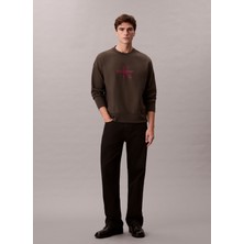 Calvin Klein Jeans Haki Erkek Relaxed Baskılı Sweatshirt LV04RD234GPAR Ls Premıum Terry Mono