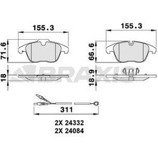 Braxis On Fren Balatası Fıslı C5 Iıı 1.6 16V / 1.8 16V / 2.0 16V / 1.6hdı / 2.0hdı 02 / 08 P407 DW10BTED4