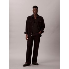 Calvin Klein Jeans Regular Fit Siyah Düz Erkek Gömlek LV04RD744G01D 90S Merlot Overshırt