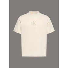 Calvin Klein Jeans Bisiklet Yaka Krem Erkek T-Shirt LV04RD253G67U Ss Gıft Gıvıng 20S Ea