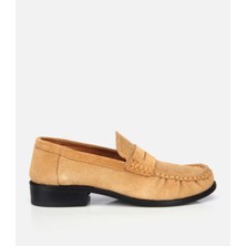 Hotiç Kadın Süet Deri Taba Yumuşak Dokulu Klasik Loafer