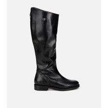 Hotiç 01CIH312740A100 KADIN Deri Siyah Arkası Fermuar Detaylı Binici Düz Çizme