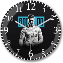 UltraNova Cristiano Ronaldo Duvar Saati, Şık ve Modern Tasarım, Gerçek Cam Malzeme