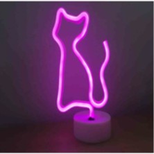 Kastore Neon Işıklı Kedi Lamba USB+Pil