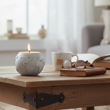 Utaylife Modern Küre Şeklinde, El Yapımı, Gri Dekoratif Kokulu Mum, Dünya Mumluk