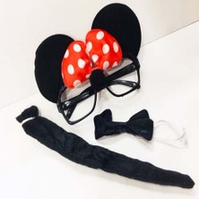 Elma Shop Minnie Mouse Gözlüğü Papyonu Kuyruğu Seti