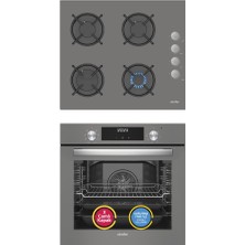 Simfer 9 Fonksiyon Qs Dijital Gri 2'li Ankastre Set (Fırın + Ocak)