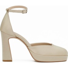 Tuna Platformlu Yüksek Topuklu Saten Kadın Ayakkabı - PLT8249