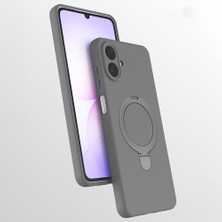 HTstore Galaxy Uyumlu A07 Kılıf M-Safe Şarj Özellikli Standlı Zore Samara Kapak-Titanyum-Gri