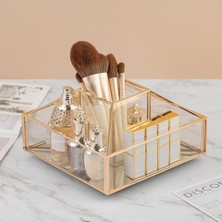Feyza Design El Işçiliği Pirinç ve Cam Makyaj Organizeri, Şık ve Fonksiyonel Tasarım