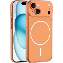 HTstore iPhone Uyumlu 14 Kılıf Zore M-Safe Şarj Özellikli Kamera Korumalı Spark Kapak-Turuncu