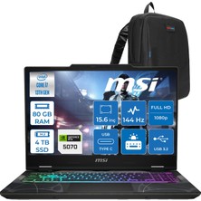 MSI Msı Cyborg 15 Intel Core I7 13620H 80GB Ddr5 4tb SSD RTX5070 Gddr7 8gb Freedos 15.6" Fullhd (1920X1080) 144HZ IPS Taşınabilir Bilgisayar B13WGKG847XTRF35 + Zetta Çanta
