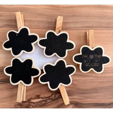 MYK Hediye ve Sanat Atölyesi Mandallı Ahşap Kara Tahta 4’lü Paket – 7x7 cm Silinebilir Mini Notluk | Lazer Baskı Seçenekli Dekoratif Tahta