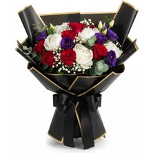 Weloveis Siyah Zemin Altın Çerçeve Çiçek Buket Kağıdı-Mat Opp- 55X55CM-20SAYFA