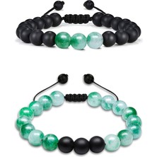 Doğal Mavi Akuamarin ve Oniks Taşlı Bileklik Seti, Şıklık ve Zarafet