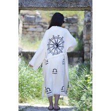 Befera Design Müslin Kimono %100 Pamuklu Burç Baskılı Desenli Bornoz Kaftan Sabahlık