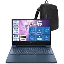 Hp Victus 15W-FA2038NT Intel Core I7 13620H 4.9ghz 80GB Ddr5 512GB SSD Freedos RTX5060 8gb Gddr7 15.6" FULLHD(1920 x 1080) 144Hz IPS 300NIT Taşınabilir Bilgisayar WC39D5EAF44 + Zetta Çanta
