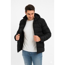 Blayn Jeans Erkek Siyah Içi Polar Kapüşonlu Şişme Günlük ve Spor Mont | Kışlık, Rahat ve Suya Dayanıklı