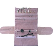 Feyza Design Kadife Takı ve Mücevher Seyahat Rulo Düzenleyici, Pembe, 35X20 cm