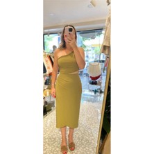 Elbise Tek Omuz Açık/pencere Detaylı - Bebe Mavi - L