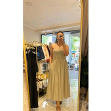 Elbise Askılı Lastik Detaylı - Krem - L