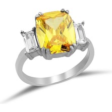 Silveranka 925 Ayar Gümüş Ilyra Sitrin Taşlı Yüzük