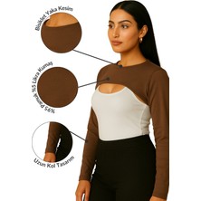 Mirach Likralı Sıfır Yaka Boyunluklu Kolluk Penye Pamuk Uzun Kollu Tesettür Bodysuit Kolluk Esnek