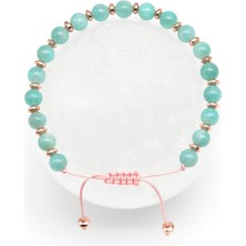 Doğal Amazonit Taşlı Makrome Bileklik, Zarif ve Şık Takı Hediye