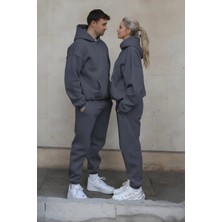 Yakamel Kadın-Erkek Çiftlere Özel Oversıze Kapüşonlu Eşofman Takımı