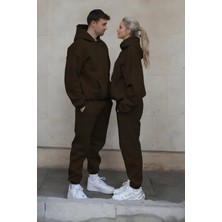 Yakamel Kadın-Erkek Çiftlere Özel Oversıze Kapüşonlu Eşofman Takımı