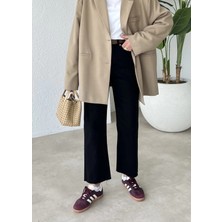 Moda Aksa Zara Model Ultra Yüksek Belli Kesik Düz Paça Siyah Jeans