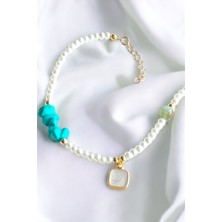 Turkuaz ve Beyaz Taş Detaylı Şık Bileklik, Zarif Günlük Aksesuar