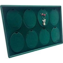 Feyza Design Yeşil Süet Kumaş Ayaklı 24-34 cm 8 Pedli Kolye Tablası