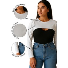 Mirach Likralı Sıfır Yaka Boyunluklu Kolluk Penye Pamuk Uzun Kollu Tesettür Bodysuit Kolluk Esnek