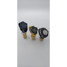 Feyza Design 3'lü Sarı Boncuklu Saat Standı Seti, Şık ve Fonksiyonel Dekorasyon