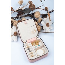 Feyza Design Şeker Pudra Orta Boy Takı ve Mücevher Kutusu Ahşap ve Deri 15X15 cm