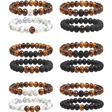 12 Adet Karışık Doğaltaş Bileklik Seti, Şık ve Renkli Aksesuarlar