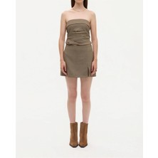 Şort Etek Yırtmaçlı Kareli