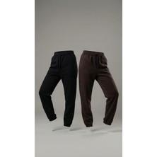 Uzero Siyah-Kahverengi 2 Li Set Alt Eşofman Altı Günlük Siyah-Kahverengi Eşofman Altı