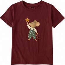 Colermi Pamuk Kumaş Çocuk Tişörtü – Yıldız Uzanan Fare Baskılı T-Shirt
