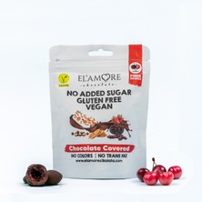 Elamore Şeker Ilavesiz, Glütensiz, Vegan Freeze Dried Vişneli Bitter Çikolata - Doypack, 50 gr