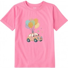 Colermi Pamuk Kumaş Çocuk Tişörtü – Balonlu Sevimli Araba Baskılı T-Shirt