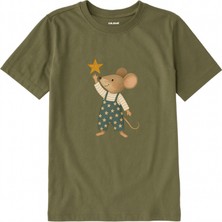 Colermi Pamuk Kumaş Çocuk Tişörtü – Yıldız Uzanan Fare Baskılı T-Shirt